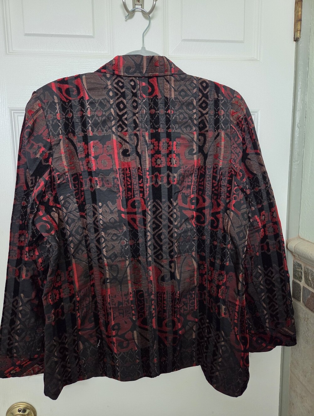 Vintage Joni B. Red & Black Patterned Blazer Artsy Office Dressy Special-Office - Picture 7 of 9